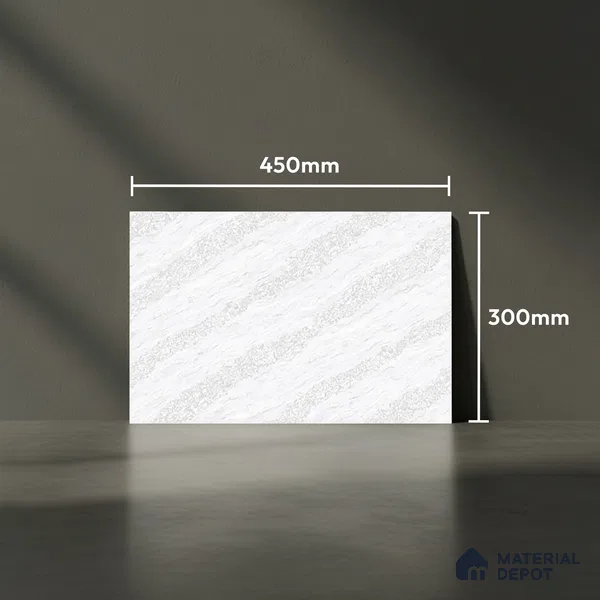 TL 01634 C Light Light Snow White & Grey 18 x 12 inch Glossy Finish Ceramic Wall Tile - 6 mm