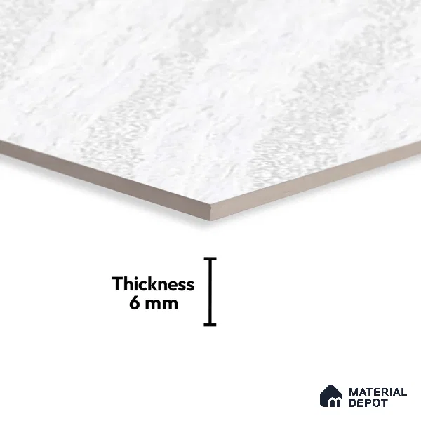 TL 01634 C Light Light Snow White & Grey 18 x 12 inch Glossy Finish Ceramic Wall Tile - 6 mm