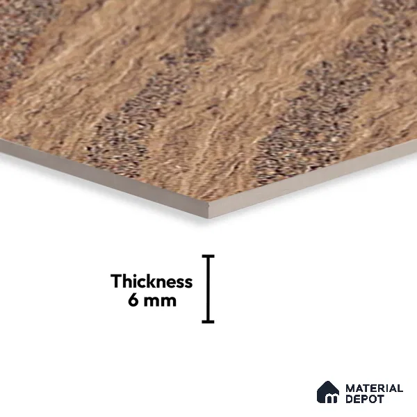 TL 01634 D Dark Chestnut Brown 18 x 12 inch Glossy Finish Ceramic Wall Tile - 6 mm
