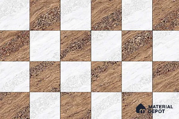 TL 01634 A Highlighter 1 Ice White & Brown 18 x 12 inch Glossy Finish Ceramic Wall Tile - 6 mm
