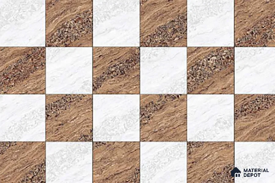 TL 01634 A Highlighter 1 Ice White & Brown 18 x 12 inch Glossy Finish Ceramic Wall Tile - 6 mm