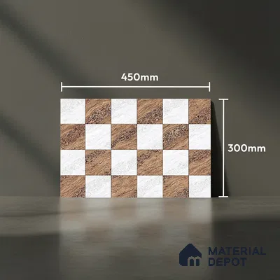 TL 01634 A Highlighter 1 Ice White & Brown 18 x 12 inch Glossy Finish Ceramic Wall Tile - 6 mm