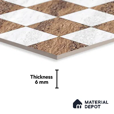 TL 01634 A Highlighter 1 Ice White & Brown 18 x 12 inch Glossy Finish Ceramic Wall Tile - 6 mm