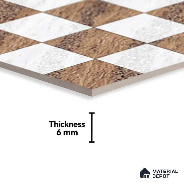 TL 01634 A Highlighter 1 Ice White & Brown 18 x 12 inch Glossy Finish Ceramic Wall Tile - 6 mm
