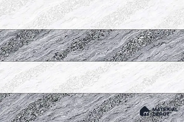 TL 01631 B Highlighter 2 Smoke Grey & White 18 x 12 inch Glossy Finish Ceramic Wall Tile - 6 mm