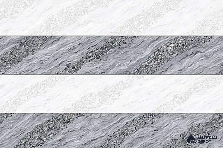 TL 01631 B Highlighter 2 Smoke Grey & White 18 x 12 inch Glossy Finish Ceramic Wall Tile - 6 mm