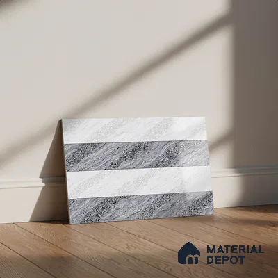 TL 01631 B Highlighter 2 Smoke Grey & White 18 x 12 inch Glossy Finish Ceramic Wall Tile - 6 mm