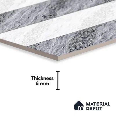 TL 01631 B Highlighter 2 Smoke Grey & White 18 x 12 inch Glossy Finish Ceramic Wall Tile - 6 mm