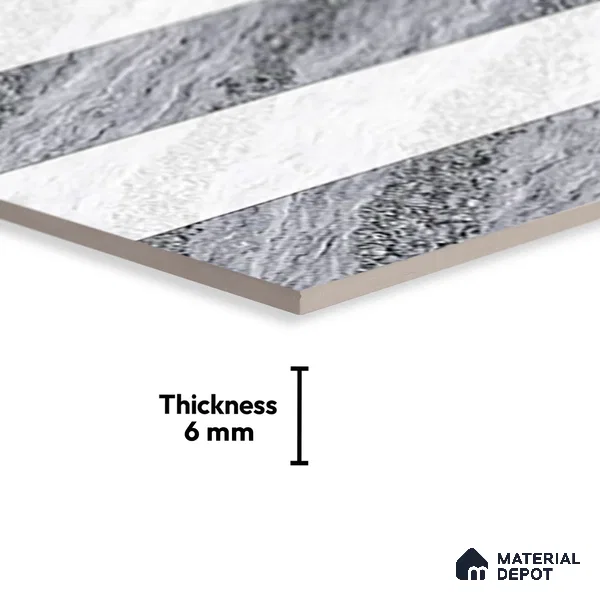 TL 01631 B Highlighter 2 Smoke Grey & White 18 x 12 inch Glossy Finish Ceramic Wall Tile - 6 mm