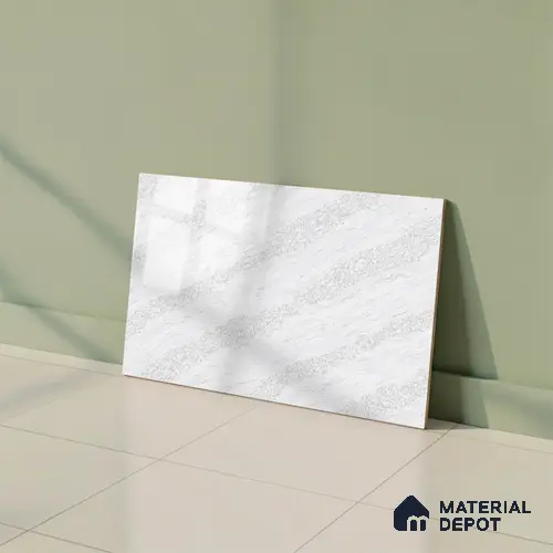 TL 01631 C Light Snow White & Grey 18 x 12 inch Glossy Finish Ceramic Wall Tile - 6 mm