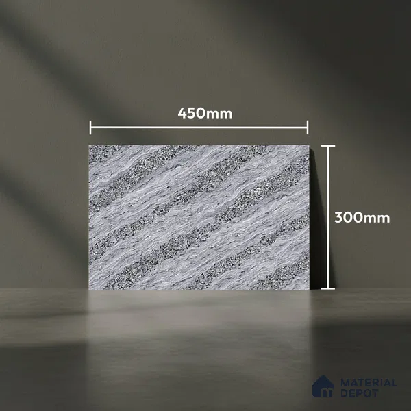 TL 01631 D Dark Dark Grey 18 x 12 inch Glossy Finish Ceramic Wall Tile - 6 mm