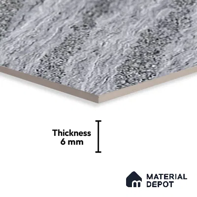 TL 01631 D Dark Dark Grey 18 x 12 inch Glossy Finish Ceramic Wall Tile - 6 mm