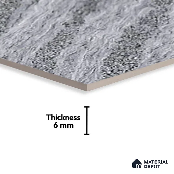 TL 01631 D Dark Dark Grey 18 x 12 inch Glossy Finish Ceramic Wall Tile - 6 mm