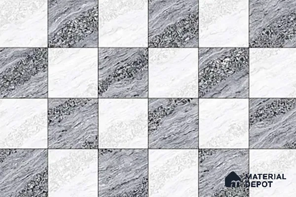 TL 01631 A Highlighter 1 White & Ash Grey 18 x 12 inch Glossy Finish Ceramic Wall Tile - 6 mm