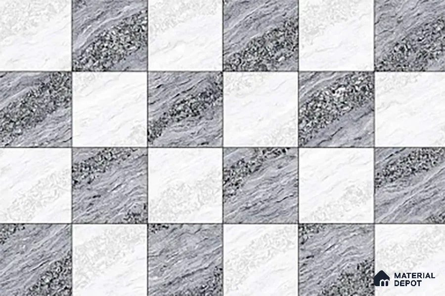 TL 01631 A Highlighter 1 White & Ash Grey 18 x 12 inch Glossy Finish Ceramic Wall Tile - 6 mm
