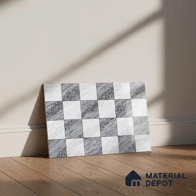 TL 01631 A Highlighter 1 White & Ash Grey 18 x 12 inch Glossy Finish Ceramic Wall Tile - 6 mm