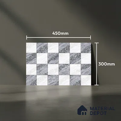 TL 01631 A Highlighter 1 White & Ash Grey 18 x 12 inch Glossy Finish Ceramic Wall Tile - 6 mm