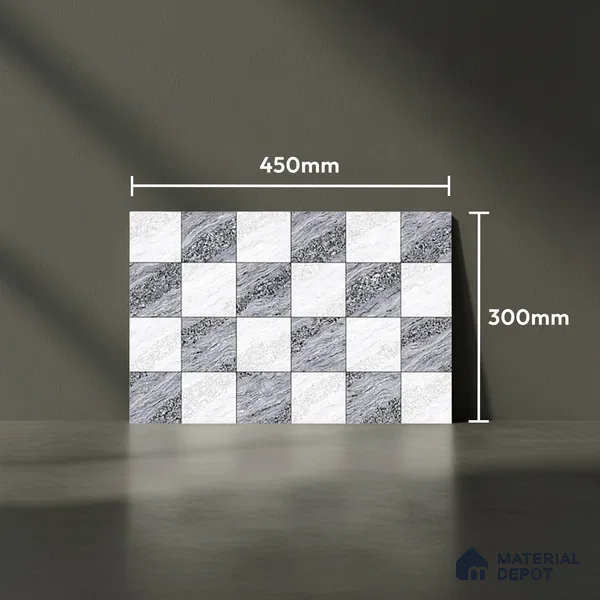 TL 01631 A Highlighter 1 White & Ash Grey 18 x 12 inch Glossy Finish Ceramic Wall Tile - 6 mm