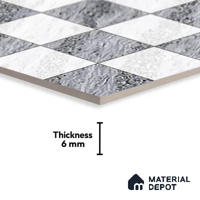 TL 01631 A Highlighter 1 White & Ash Grey 18 x 12 inch Glossy Finish Ceramic Wall Tile - 6 mm