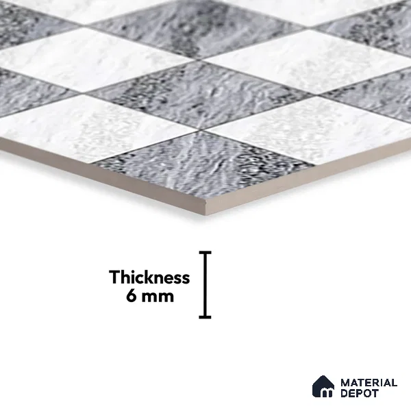 TL 01631 A Highlighter 1 White & Ash Grey 18 x 12 inch Glossy Finish Ceramic Wall Tile - 6 mm