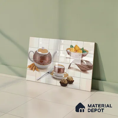 TL 01646 Highlighter Cream & Brown 18 x 12 inch Glossy Finish Ceramic Wall Tile - 6 mm