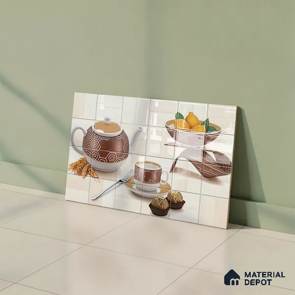 TL 01646 Highlighter Cream & Brown 18 x 12 inch Glossy Finish Ceramic Wall Tile - 6 mm
