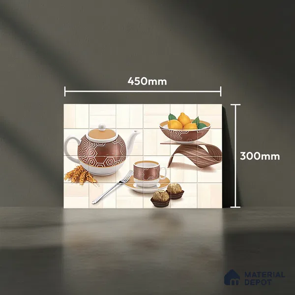 TL 01646 Highlighter Cream & Brown 18 x 12 inch Glossy Finish Ceramic Wall Tile - 6 mm