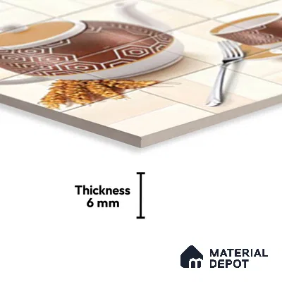 TL 01646 Highlighter Cream & Brown 18 x 12 inch Glossy Finish Ceramic Wall Tile - 6 mm
