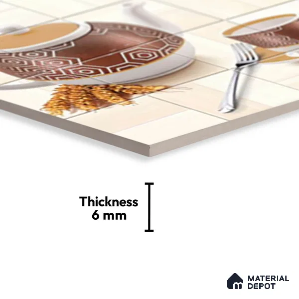 TL 01646 Highlighter Cream & Brown 18 x 12 inch Glossy Finish Ceramic Wall Tile - 6 mm