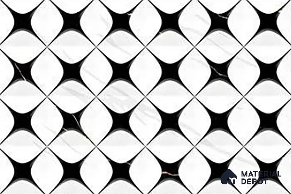 TL 01619 A Highlighter White & Black 18 x 12 inch Glossy Finish Ceramic Wall Tile - 6 mm