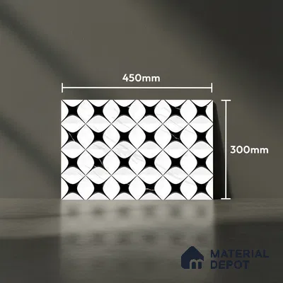 TL 01619 A Highlighter White & Black 18 x 12 inch Glossy Finish Ceramic Wall Tile - 6 mm