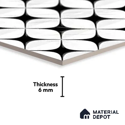 TL 01619 A Highlighter White & Black 18 x 12 inch Glossy Finish Ceramic Wall Tile - 6 mm