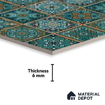 TL 01621 B Highlighter Floral Green 18 x 12 inch Glossy Finish Ceramic Wall Tile - 6 mm