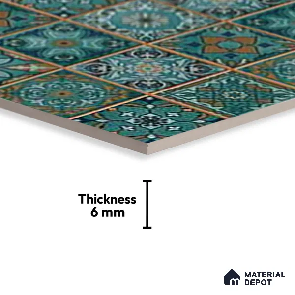 TL 01621 B Highlighter Floral Green 18 x 12 inch Glossy Finish Ceramic Wall Tile - 6 mm