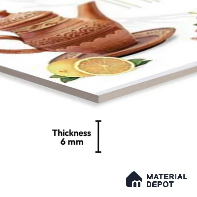 TL 01620 C Highlighter 2 Frosty White & Brown 18 x 12 inch Glossy Finish Ceramic Wall Tile - 6 mm