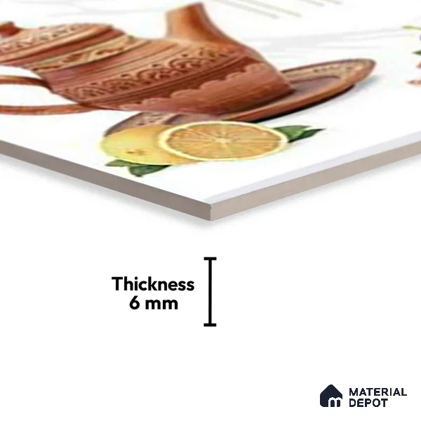 TL 01620 C Highlighter 2 Frosty White & Brown 18 x 12 inch Glossy Finish Ceramic Wall Tile - 6 mm