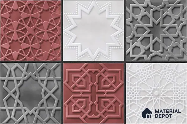 TL 01628 B Highlighter Grey & Maroon 18 x 12 inch Glossy Finish Ceramic Wall Tile - 6 mm