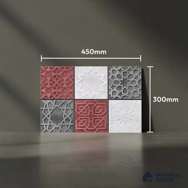 TL 01628 B Highlighter Grey & Maroon 18 x 12 inch Glossy Finish Ceramic Wall Tile - 6 mm