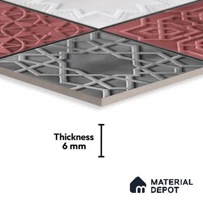 TL 01628 B Highlighter Grey & Maroon 18 x 12 inch Glossy Finish Ceramic Wall Tile - 6 mm