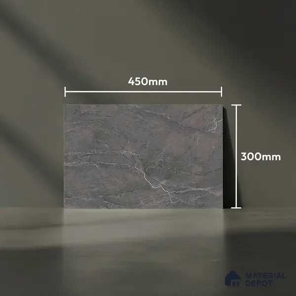 TL 01628 C Dark Misty Grey 18 x 12 inch Glossy Finish Ceramic Wall Tile - 6 mm