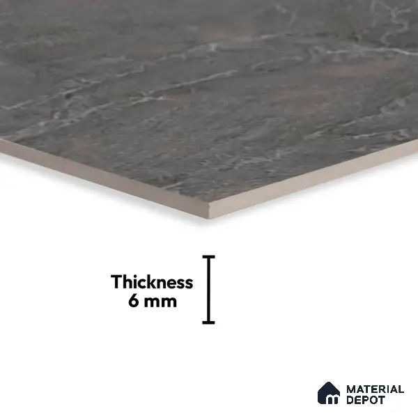 TL 01628 C Dark Misty Grey 18 x 12 inch Glossy Finish Ceramic Wall Tile - 6 mm
