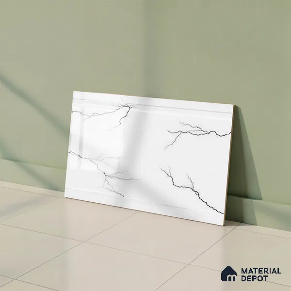 TL 01650 A Light Eggshell White 18 x 12 inch Glossy Finish Ceramic Wall Tile - 6 mm
