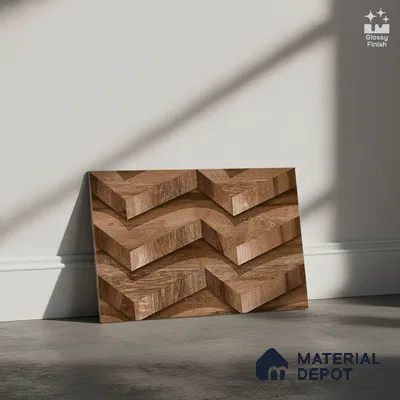 3D Wall Tile TL 01648 C Dark Dark Brown 18 x 12 inch Glossy Finish Ceramic Wall Tile - 6 mm