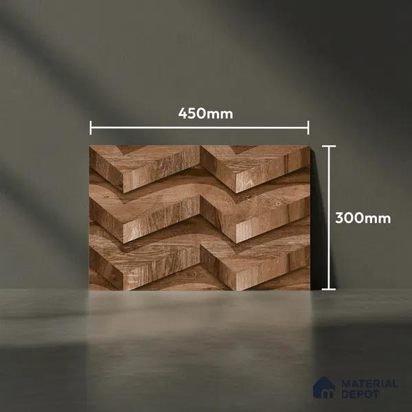 3D Wall Tile TL 01648 C Dark Dark Brown 18 x 12 inch Glossy Finish Ceramic Wall Tile - 6 mm