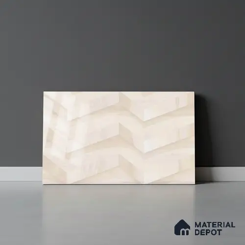 3D Wall Tile TL 01648 A Light Light Cream 18 x 12 inch Glossy Finish Ceramic Wall Tile - 6 mm