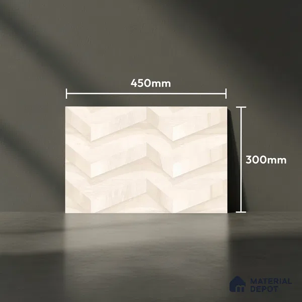 3D Wall Tile TL 01648 A Light Light Cream 18 x 12 inch Glossy Finish Ceramic Wall Tile - 6 mm