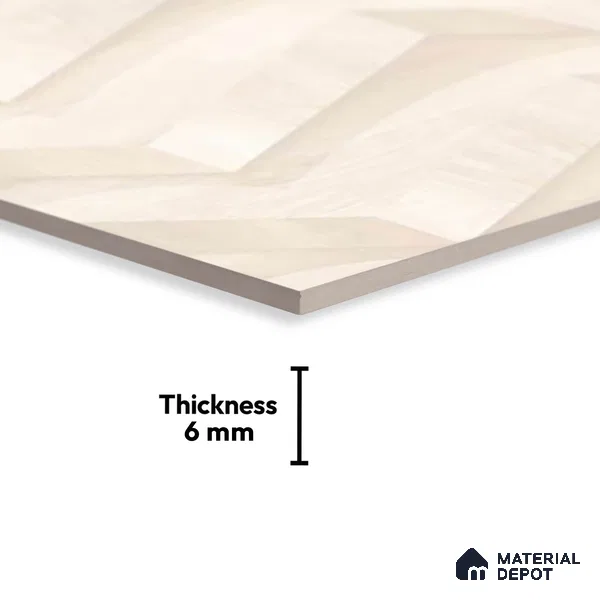 3D Wall Tile TL 01648 A Light Light Cream 18 x 12 inch Glossy Finish Ceramic Wall Tile - 6 mm