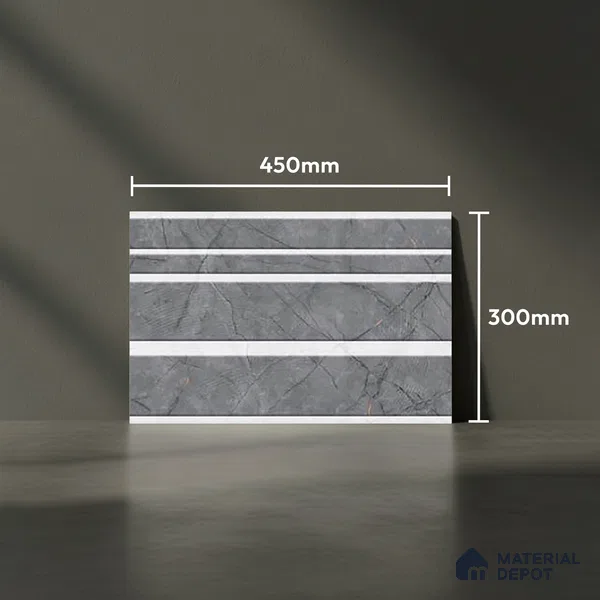 TL 01643 B Highlighter Ash Grey & White 18 x 12 inch Matte Finish Ceramic Wall Tile - 6 mm