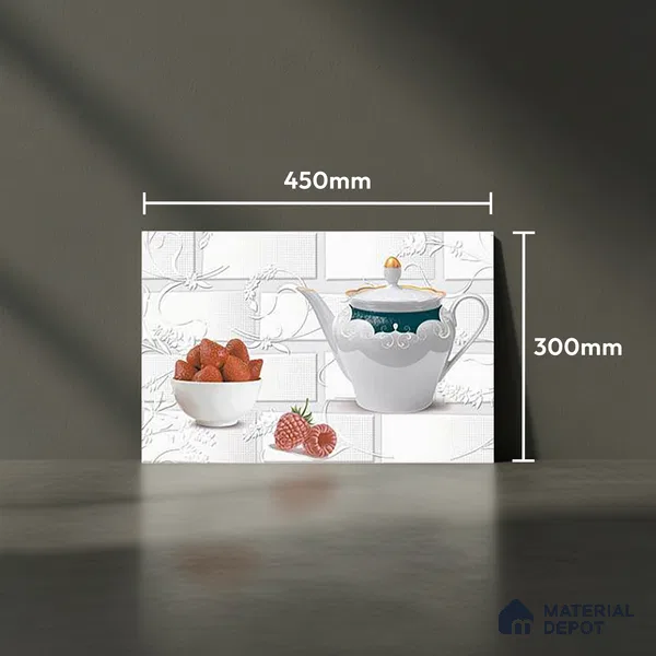TL 01645 B Highlighter 1 Snowflake White 18 x 12 inch Glossy Finish Ceramic Wall Tile - 6 mm