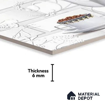 TL 01645 C Highlighter 2 Greyish White 18 x 12 inch Glossy Finish Ceramic Wall Tile - 6 mm